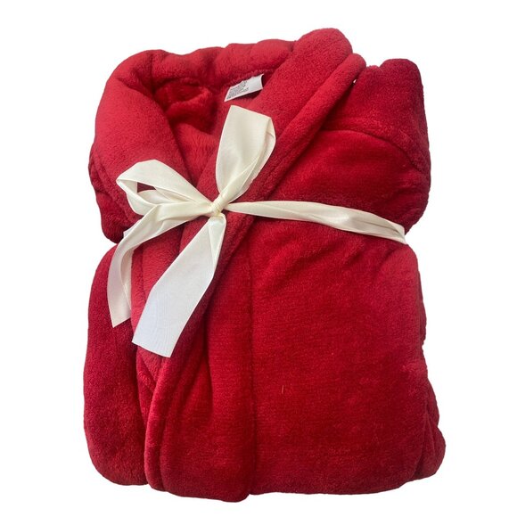 Plush Red Robe One Size Fits Most 100% Polyester Cozy Lounge Wear - Picture 1 of 5